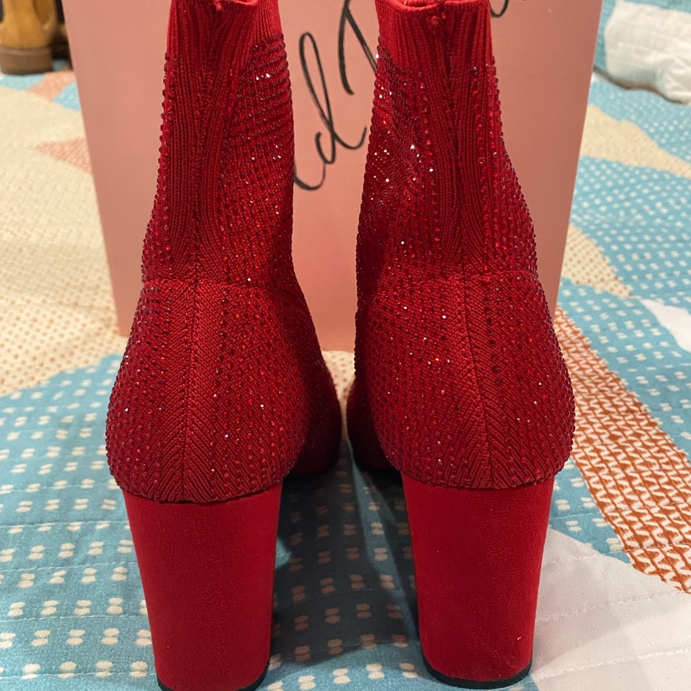 Red rhinestone booties